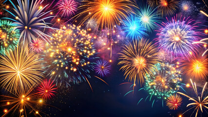 Fototapeta premium Fireworks Celebration: Festive Concept Background. Perfect for: Festive Events, Celebrations, Party Invitations, Social Media Posts, Event Banners, Party Flyers.