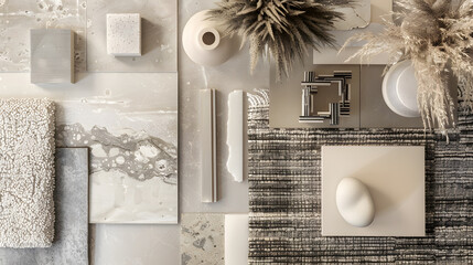 Textures mood board Material samples interior design Moodboard for architects styling and selection Top view moodboard Material samples : Generative AI