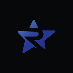 Letter R star logo design blue modern 