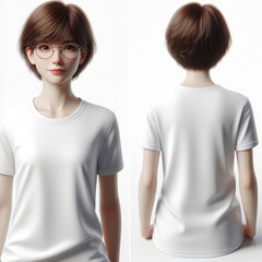 A woman wearing a white t shirt mockup image attractive attractive harmony.