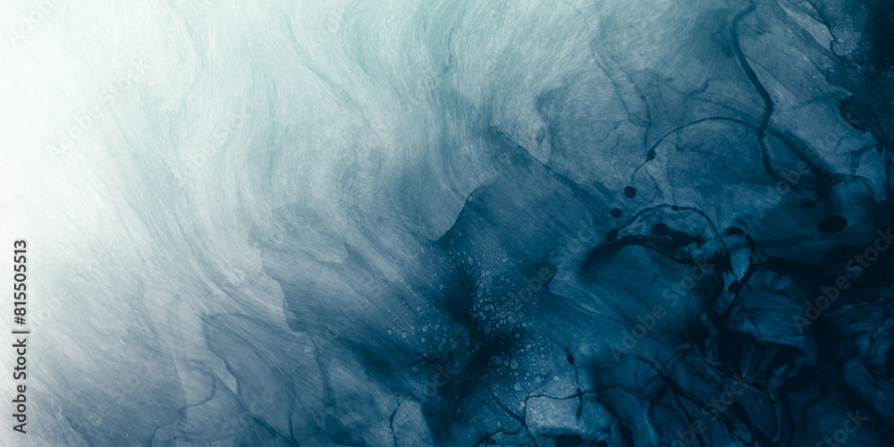 Poster abstract watercolor paint background by gradient deep blue color with liquid fluid grunge texture fo