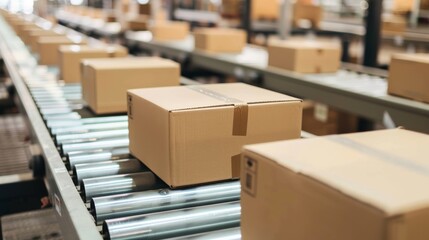 Obraz premium warehouse with carton boxes