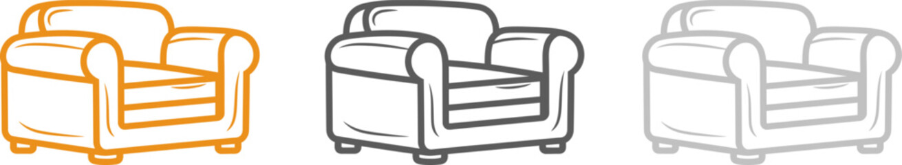 Armchair interior silhouette. Vector template eps10 design.