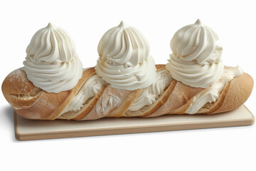 ice cream on the baguette on white background