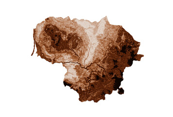 Map of Lithuania in old style, brown graphics in a retro style Vintage Style. High detailed 3d illustration