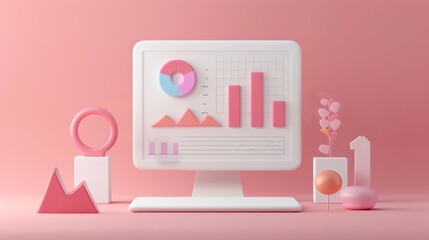 Key business metrics flat design side view performance analysis theme 