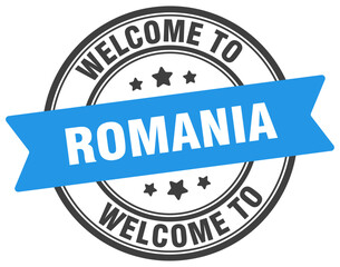 Welcome to Romania stamp. Romania round sign