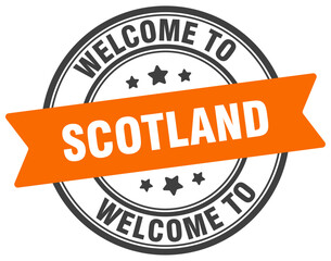 Welcome to Scotland stamp. Scotland round sign