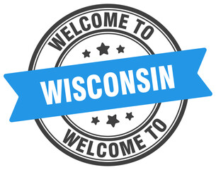 Obraz premium Welcome to Wisconsin stamp. Wisconsin round sign