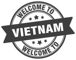 Welcome to Vietnam stamp. Vietnam round sign