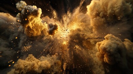 A large explosion in the sky with a lot of debris