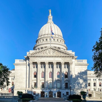 Wisconsin State Capitol Building Against Blue Sky