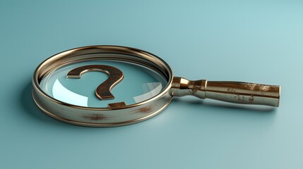 Question mark under magnifier glass