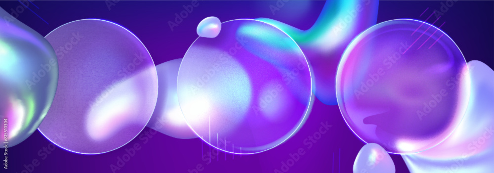 Poster 3d gradient glass element with liquid shape design background. neon fluid geometric ui banner with m