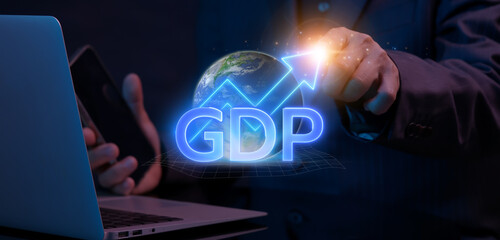GDP Growth concept. domestic financial growth charts, global economy, national budgets, GDP, gross...