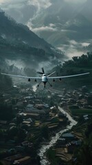 A MALE drone circling a remote village, its camera providing real-time intelligence to ground forces