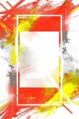 abstract red, yellow and white background with an empty frame in the middle, brush strokes in the style of digital art.