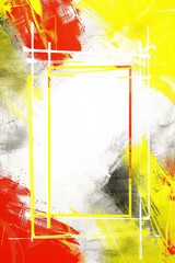 bstract background with red, yellow and white colors, with an empty rectangle in the middle of it, brush strokes in the style of an abstract expressionist artist