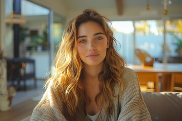 A candid conversation unfolds during a documentary interview with a woman in a sleek, modern home environment.