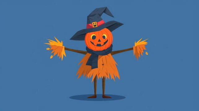 recommend clip art: Scarecrow flat design, top view, Halloween theme, animation, Analogous Color Scheme