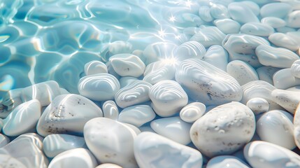 Obraz premium Pebbles in Water Fresh Summer Mood in White and Light Blue