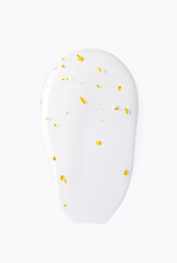 serum gel essence texture with gold closeup on white background