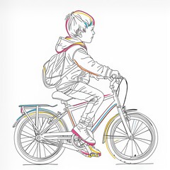  background drawing of a boy riding a cycle for world bicycle day with copy space