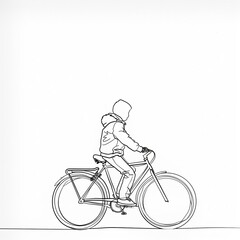Obraz premium background drawing of a boy riding a cycle for world bicycle day with copy space