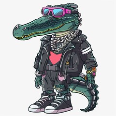 Crocodile cyberpunk fashion