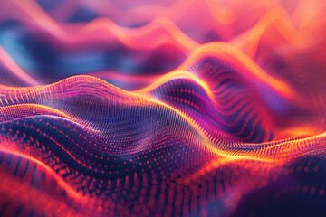 Abstract image of a sound wave in the form of glowing dots. Generated by artificial intelligence