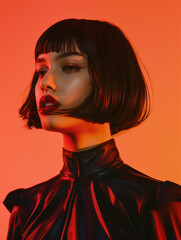 A hair model with beautiful bob hairstyle