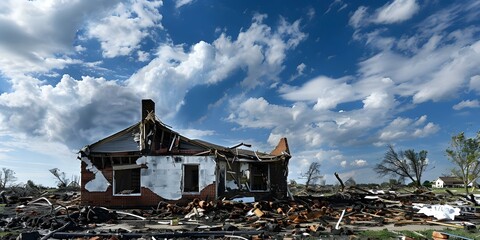 Real is in the grip of a devastating tornado disaster. Concept Natural Disasters, Tornado, Climate Change, Emergency Response, Disaster Relief