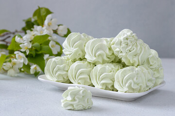 Zephyr with lime flavor, healthy, delicious dessert