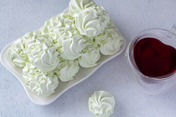 Zephyr with lime flavor, healthy, delicious dessert