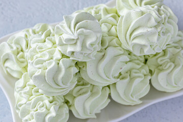 Zephyr with lime flavor, healthy, delicious dessert