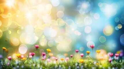 Obraz premium Abstract spring, summer grass meadow field. Beautiful fresh nature landscape environment