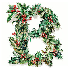Fototapeta premium Christmas themed alphabetical letters and numbers typography design on a white background. Generative AI