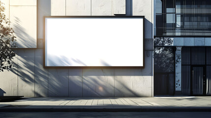 Urban advertising mockup on a building facade, capturing the essence of city life and commercial promotion,