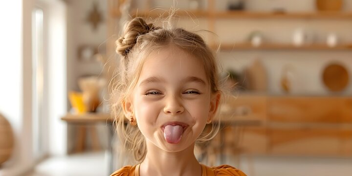 Young girl making silly face with tongue out against plain background. Concept Portrait Photography, Silly Expressions, Playful Poses, Studio Photoshoot