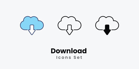Download Icons thin line and glyph vector icon stock illustration