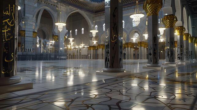 Masjidil Haram Mecca interior architecture : Generative AI