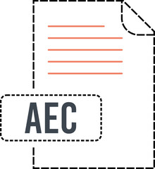AEC  file format icon dashed outline