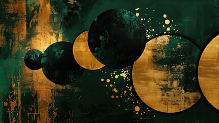 Background. Craft a visually striking template with a luxurious, gold green circle