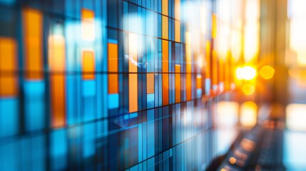 Bullish market momentum  ascending blue graphs under sunrise glow in a powerful rally