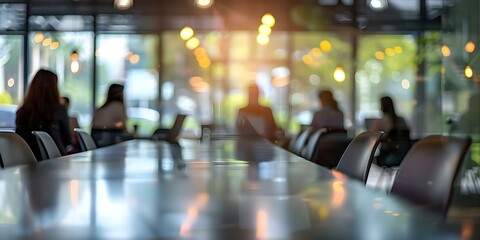 Fuzzy business meeting in contemporary office conference room. Concept Office Setting, Business Meeting, Contemporary Design, Fuzzy Decor, Work Environment