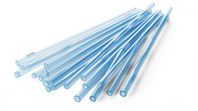 Plastic straws, isolated on transparent background