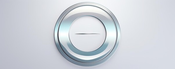 A simple yet powerful stock image featuring a large circle logo with a metallic finish, centered on a pure white background for maximum contrast and impact