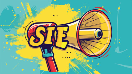 Megaphone with word SMILE on color background Vector