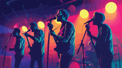 men singing with microphones in the room Vector style