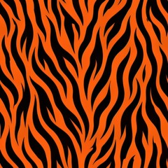 Seamless pattern of ferocious tiger stripes in bold orange and black, Generative AI